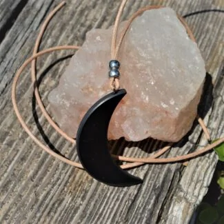 Shungite moon pendant
