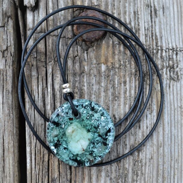 Precious sea blue orgonite pendant